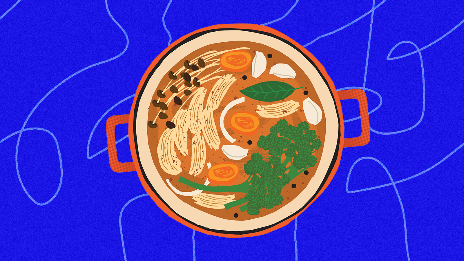 An illustration of chicken soup.